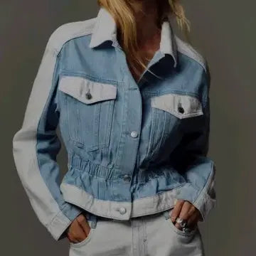 Women's fashion patchwork contrasting denim jacket