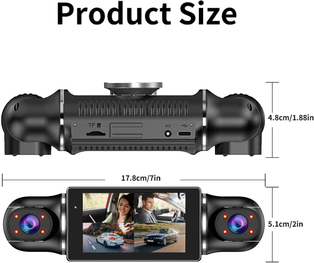 4-Channel 1080P Dash Cam with 360° View – Front, Rear & Side Cameras, Night Vision, WiFi & Parking Monitor