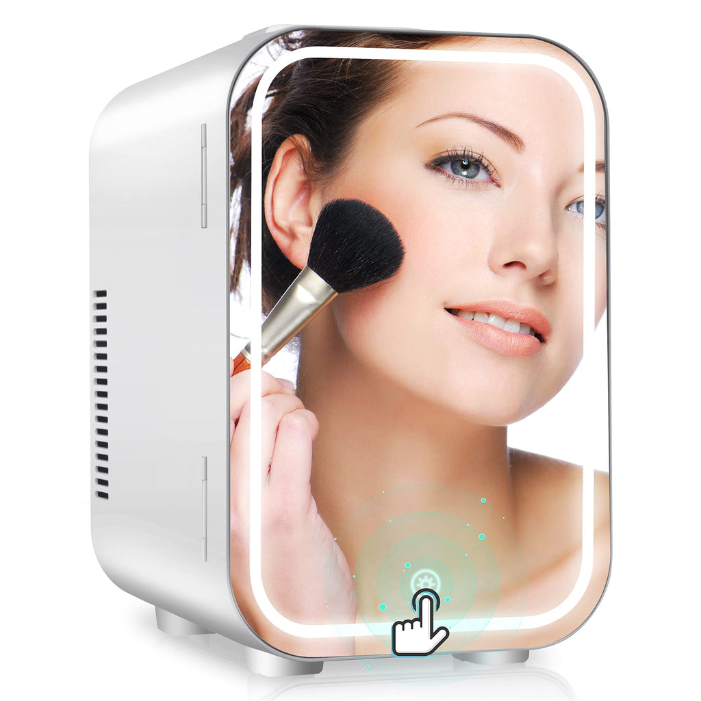 8L Makeup Mini Fridge – Mirrored Beauty Refrigerator with LED Lighting for Cosmetics & Skincare