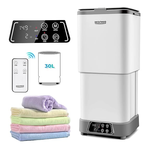 Luxury Retractable Towel Warmer Bucket Timer Auto Shut Off Bathrobes Blankets 30L UV Towel Warmers for Bathroom