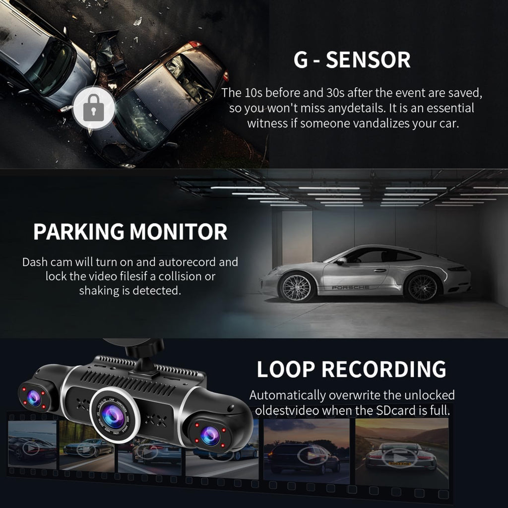 4-Channel 1080P Dash Cam with 360° View – Front, Rear & Side Cameras, Night Vision, WiFi & Parking Monitor