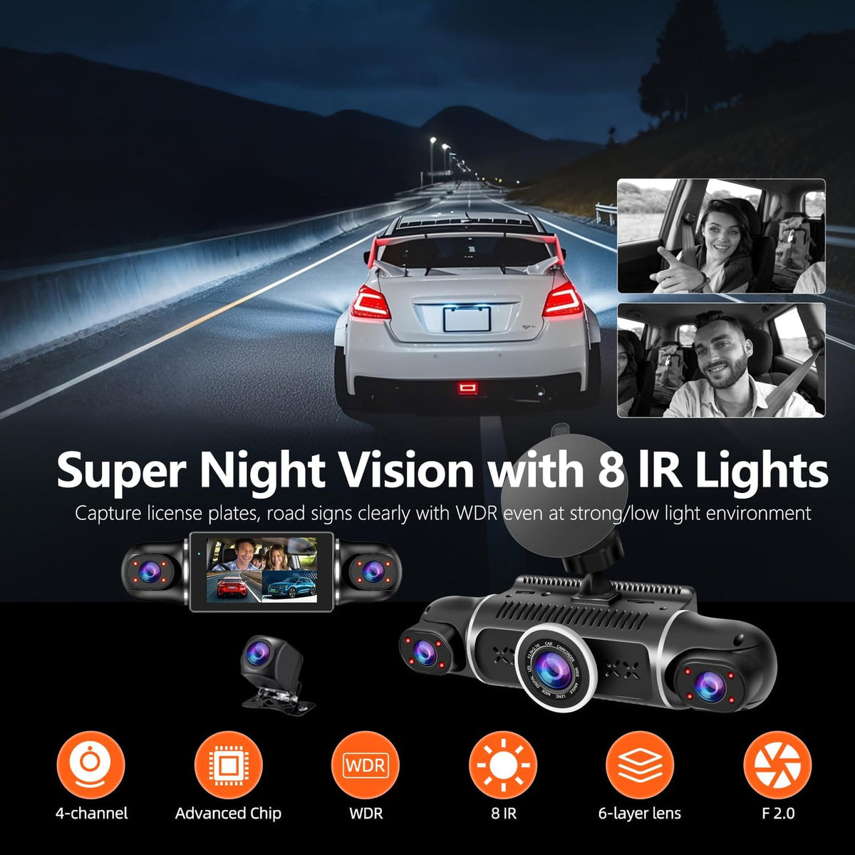 4-Channel 1080P Dash Cam with 360° View – Front, Rear & Side Cameras, Night Vision, WiFi & Parking Monitor