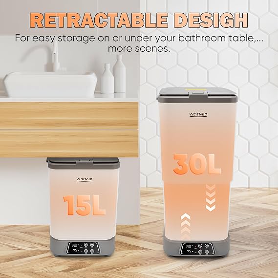 Luxury Retractable Towel Warmer Bucket Timer Auto Shut Off Bathrobes Blankets 30L UV Towel Warmers for Bathroom