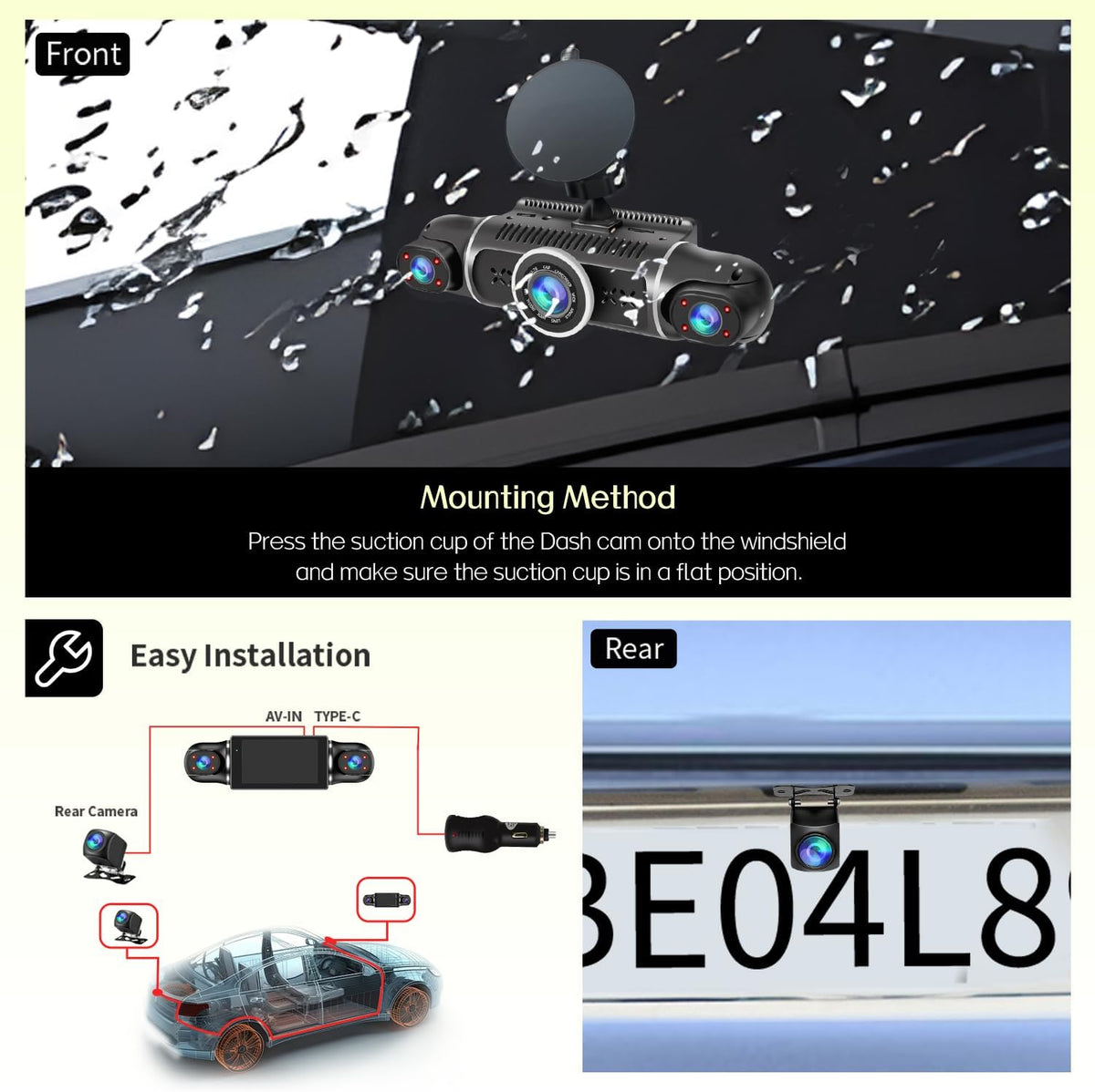 4-Channel 1080P Dash Cam with 360° View – Front, Rear & Side Cameras, Night Vision, WiFi & Parking Monitor