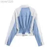 Women's fashion patchwork contrasting denim jacket