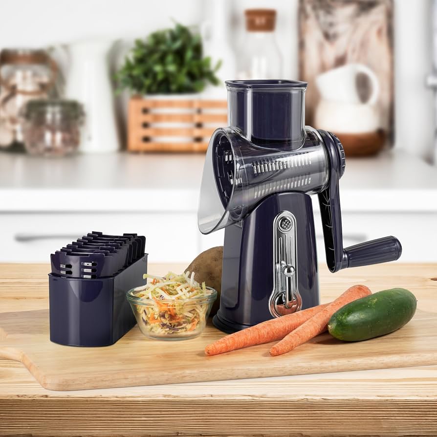 Rotary Food Grater & Slicer – Multi-Functional Vegetable Shredder for Potatoes, Cheese, Carrots & More