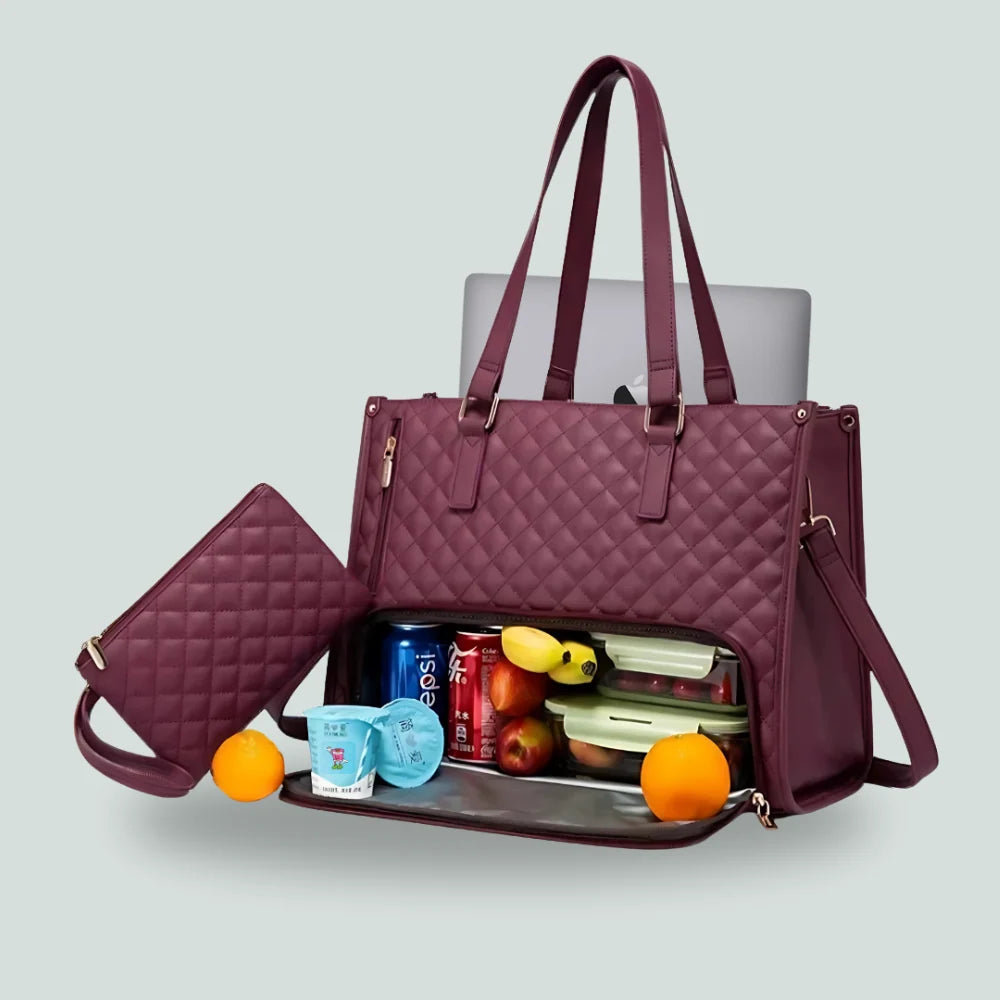 Women’s Insulated Lunch & Laptop Bag – Stylish 2-in-1 Work Tote with Thermal Food Compartment & Laptop Sleeve
