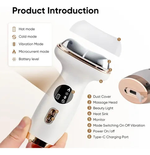 7-Color Facial & Neck Beauty Device – Hot & Cold Vibrating Massager for Skincare & Relaxation