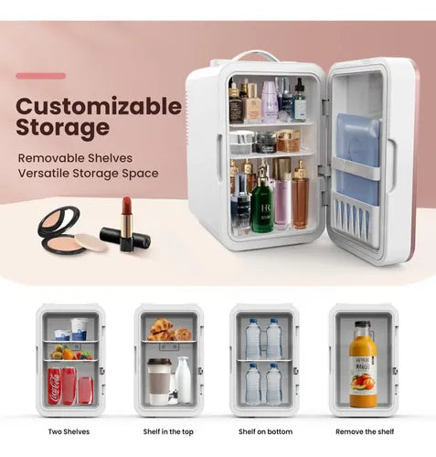 8L Makeup Mini Fridge – Mirrored Beauty Refrigerator with LED Lighting for Cosmetics & Skincare
