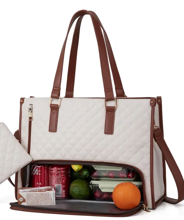 Women’s Insulated Lunch & Laptop Bag – Stylish 2-in-1 Work Tote with Thermal Food Compartment & Laptop Sleeve